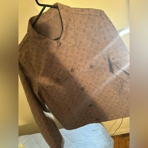 Men Louis Vuitton Jacquard Trucker Monogram Denim Jacket Virgil Abloh Size 46